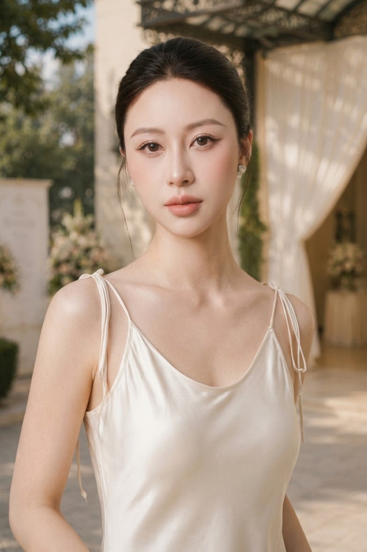 Exquisitely Chic Olive Green Satin Backless Slip Midi Dress