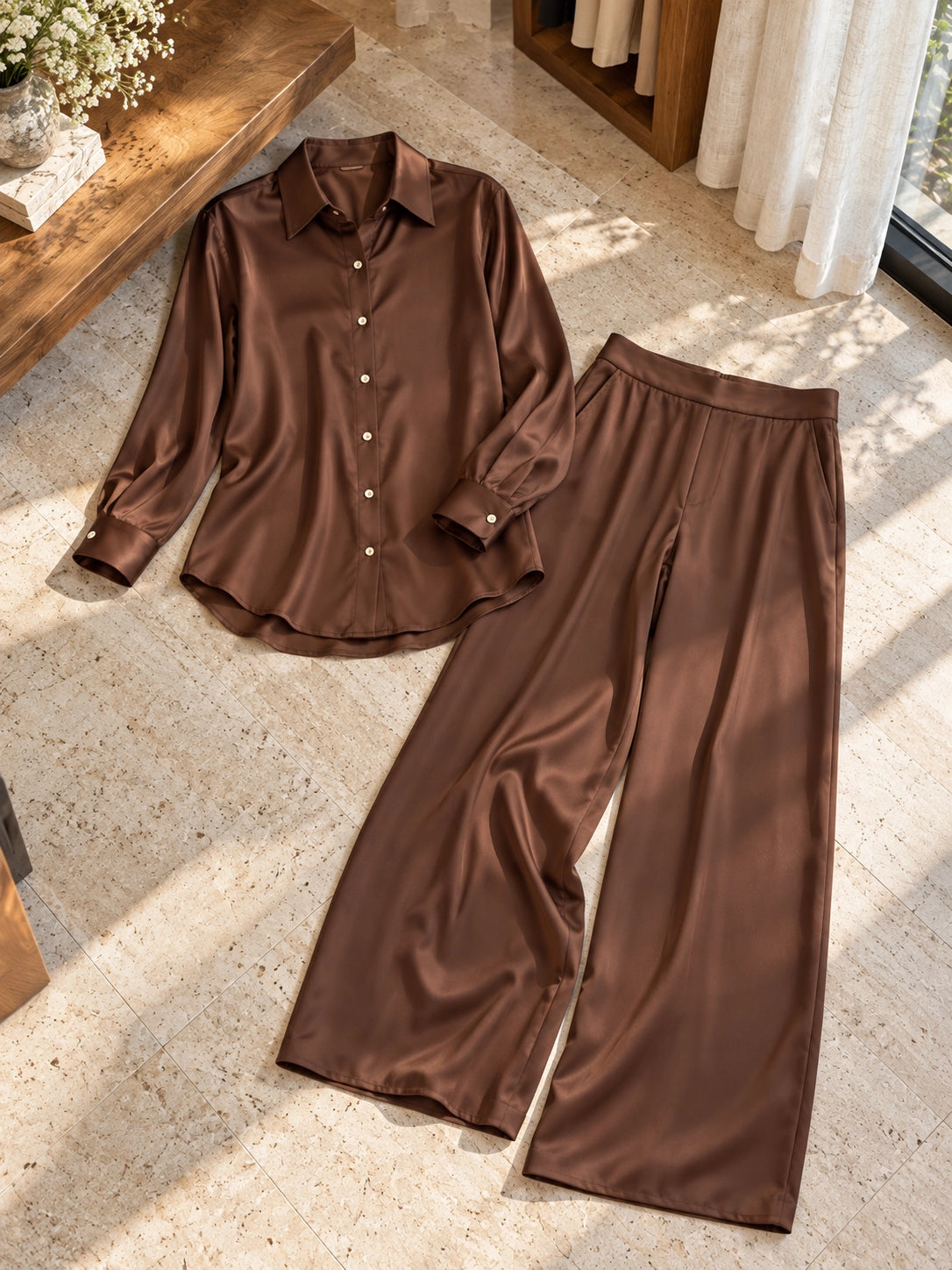 Relaxed Mulberry Silk Pajama Set | Handmade Silk Lounge Set for Sleep, Home & Casual Wear